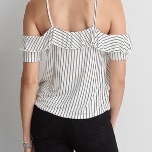 AEO Striped Cold Shoulder Top- Blue (SM)